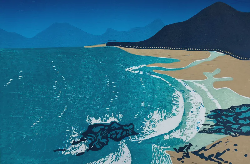 I placed the sand as a boundary for the sea